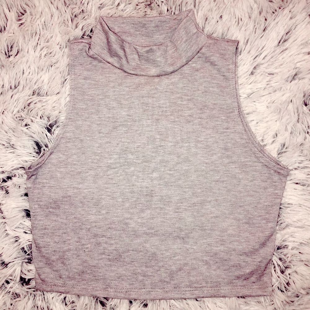 Grey turtleneck crop top